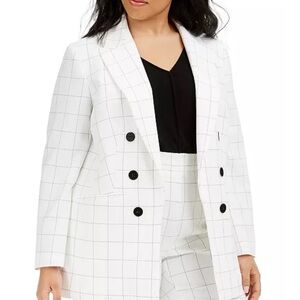 Bar III Double-Breasted Windowpane Blazer Size 1X